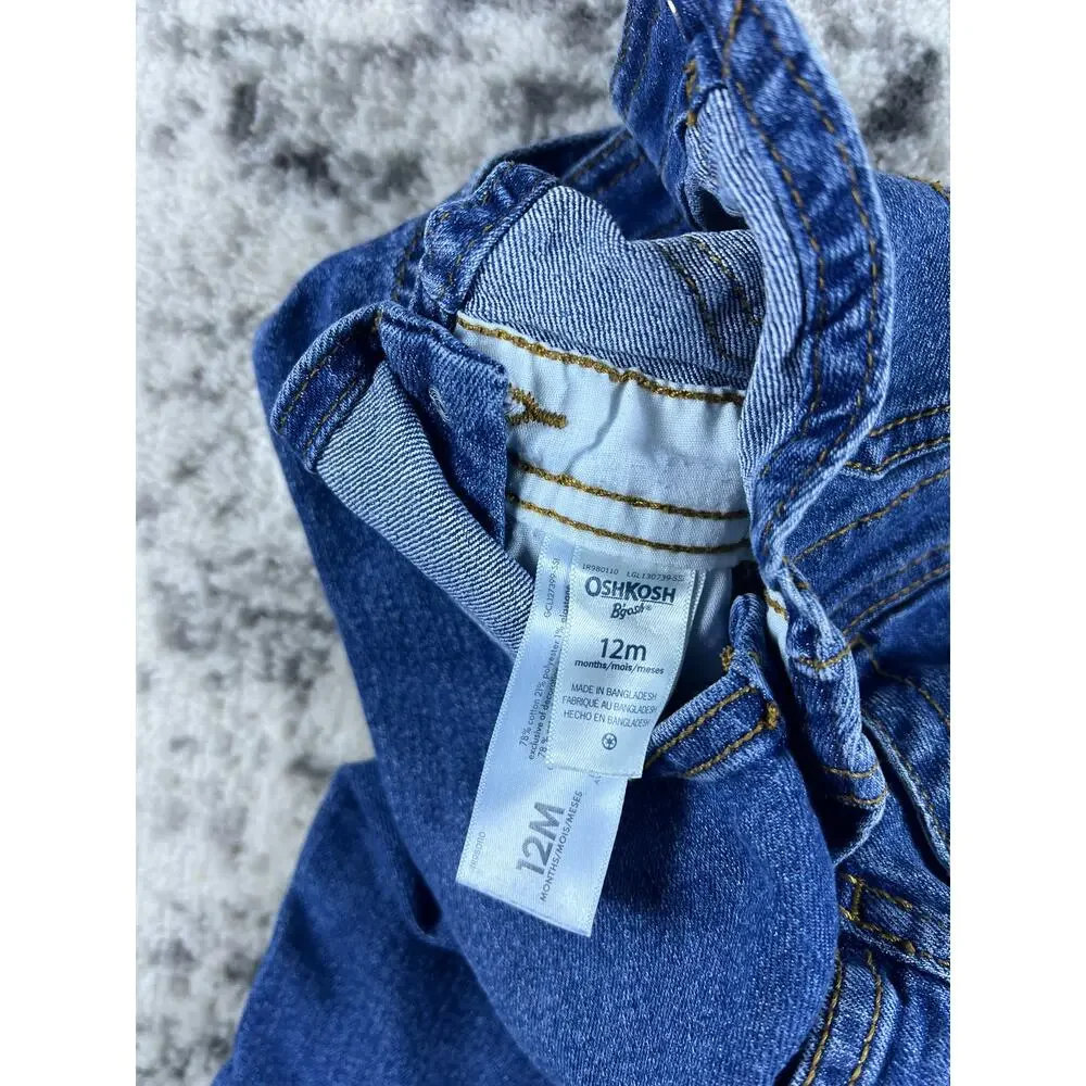 Oshkosh Bgosh Denim Overalls Baby 12 Months Blue Jean 2000's Workwear